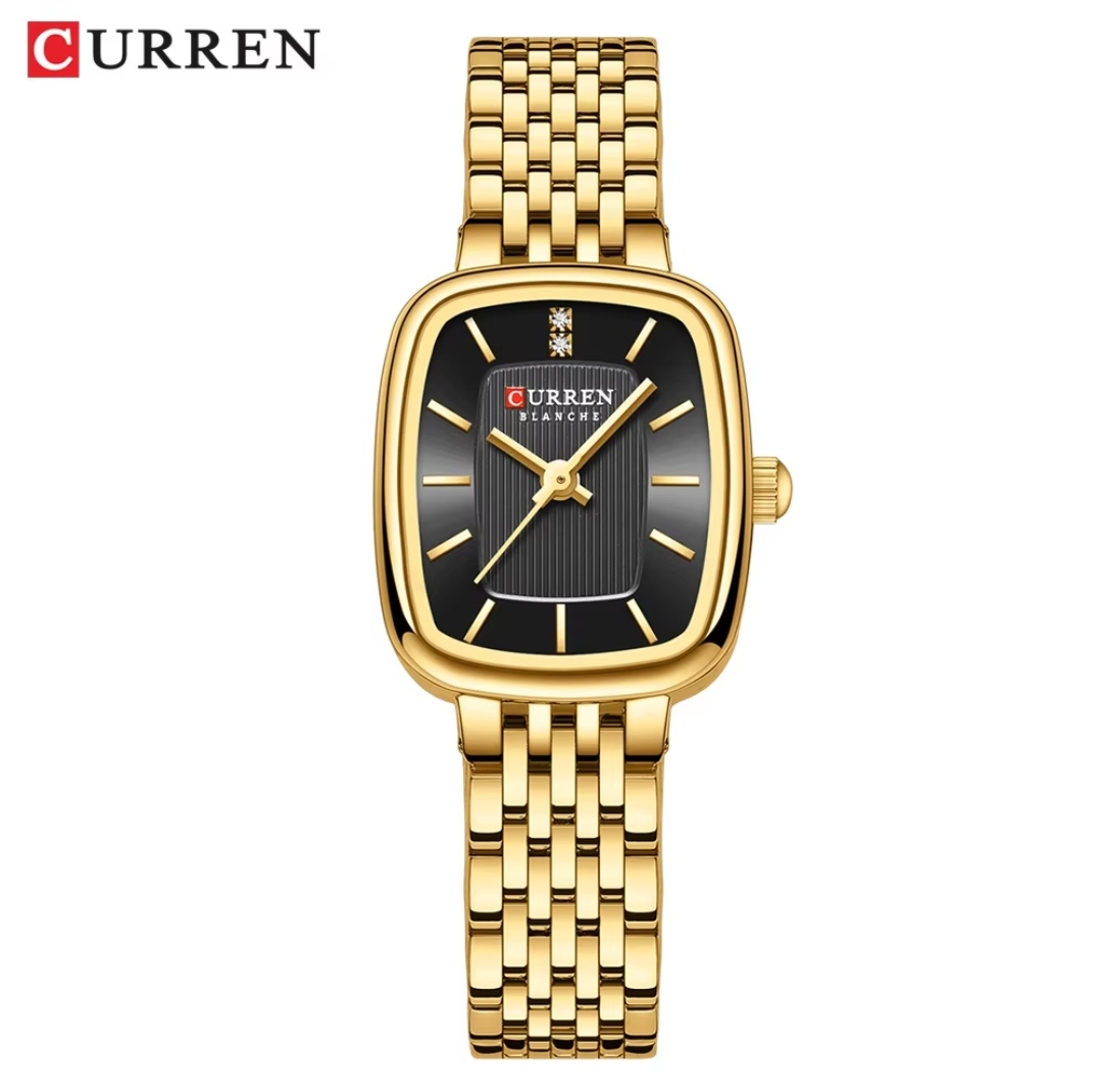 Curren 9093 Ladies Chain Watch- Black Dial- Golden Bezel- Golden Chain- TF Code CR889CF_img_0