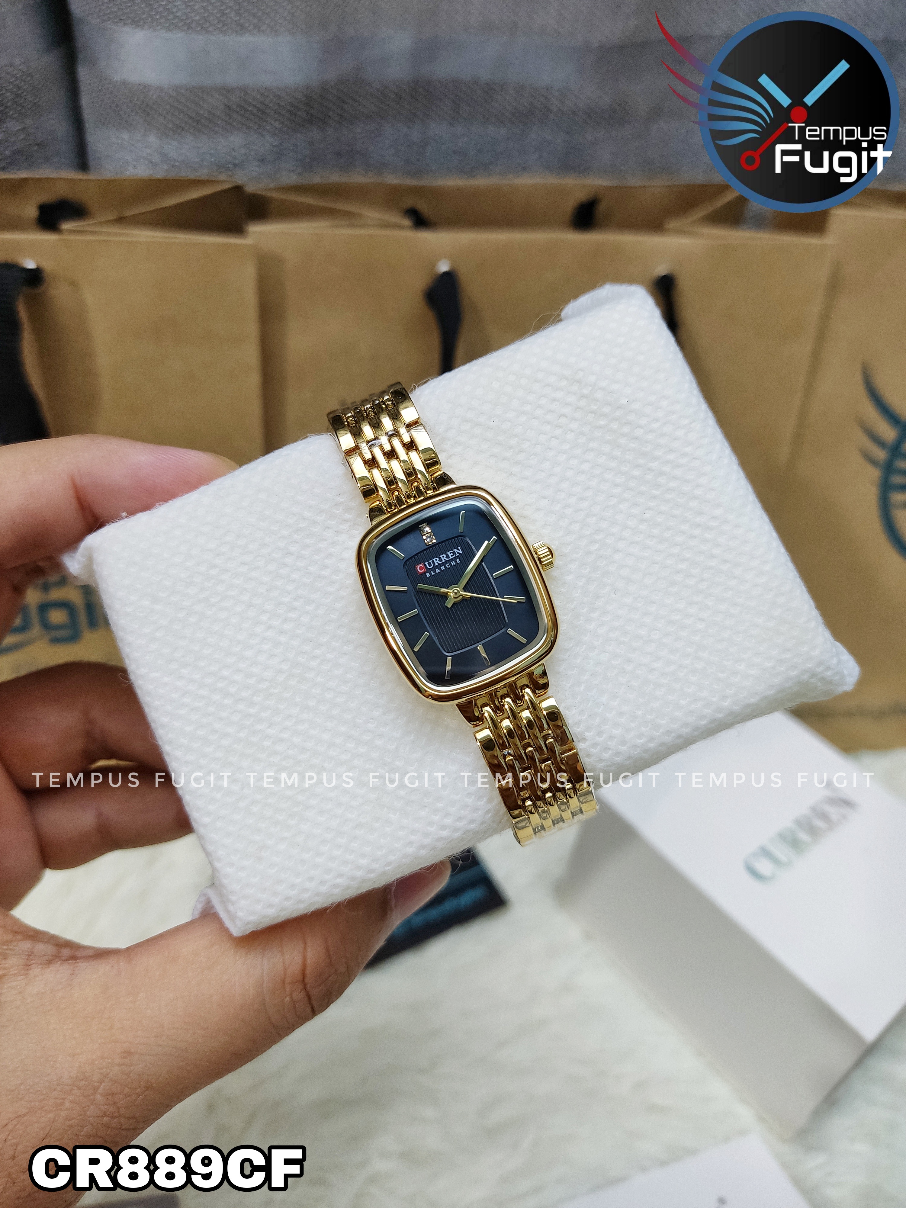 Curren 9093 Ladies Chain Watch- Black Dial- Golden Bezel- Golden Chain- TF Code CR889CF_img_4