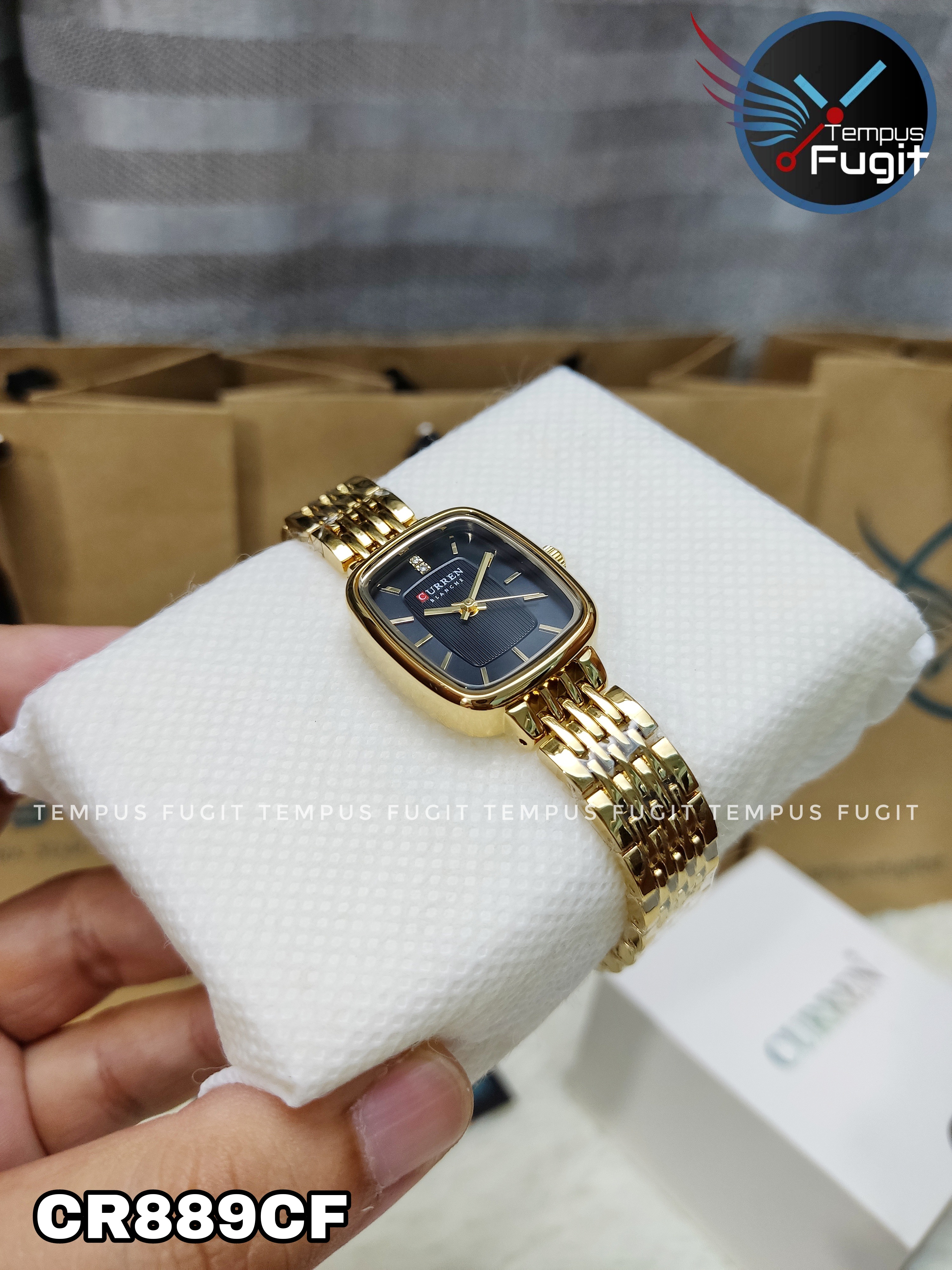 Curren 9093 Ladies Chain Watch- Black Dial- Golden Bezel- Golden Chain- TF Code CR889CF_img_5