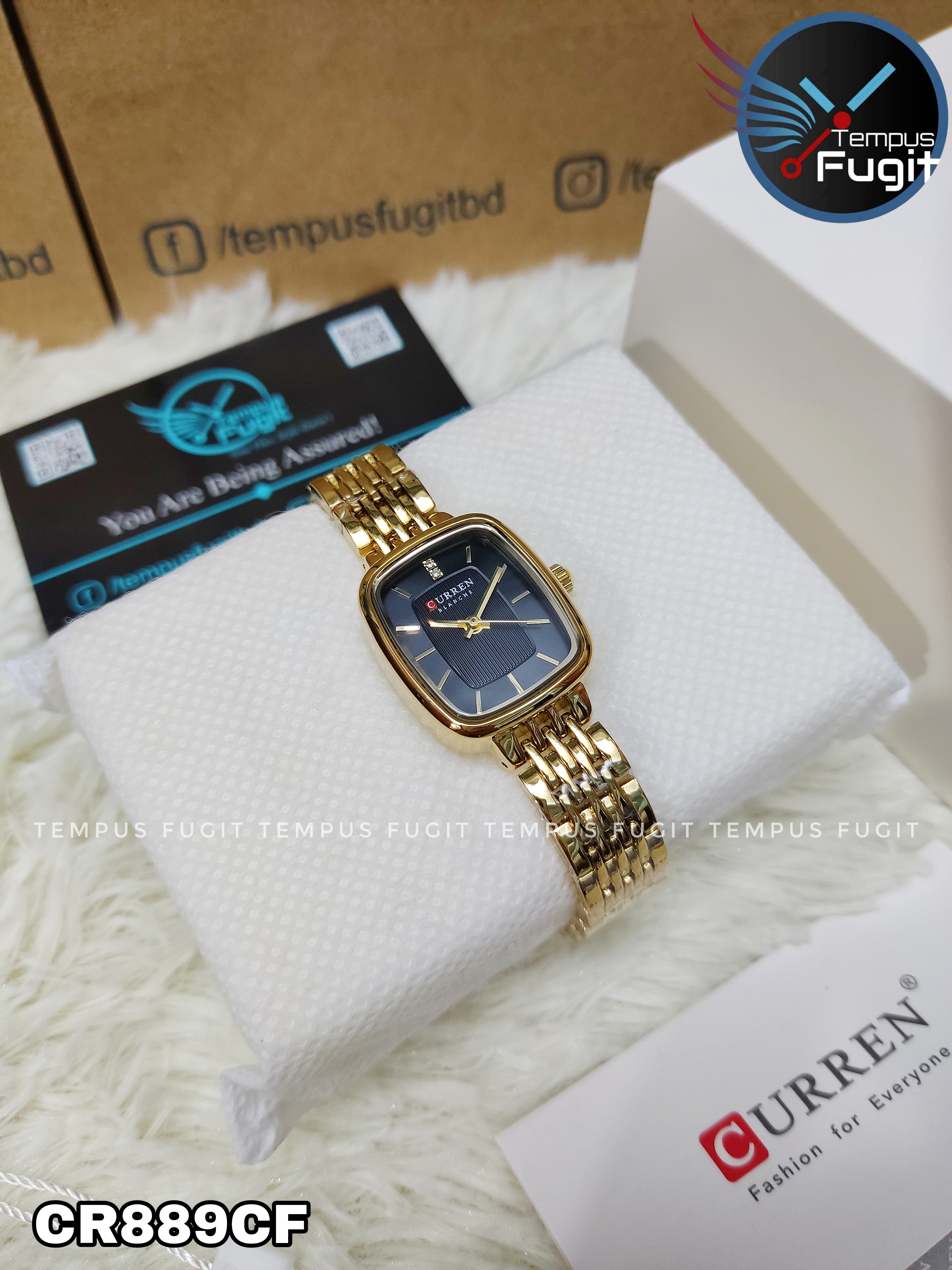 Curren 9093 Ladies Chain Watch- Black Dial- Golden Bezel- Golden Chain- TF Code CR889CF_img_6