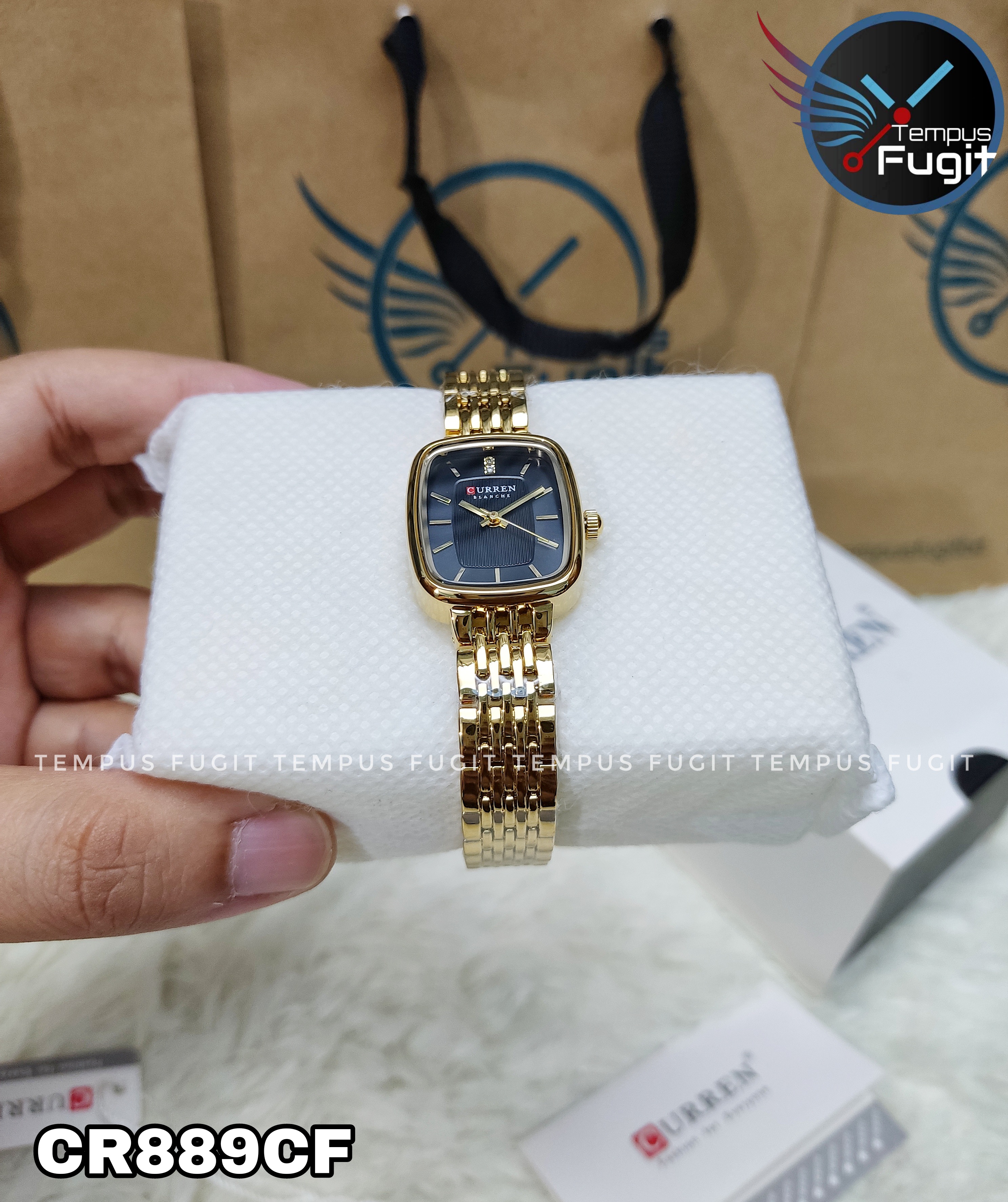 Curren 9093 Ladies Chain Watch- Black Dial- Golden Bezel- Golden Chain- TF Code CR889CF_img_7