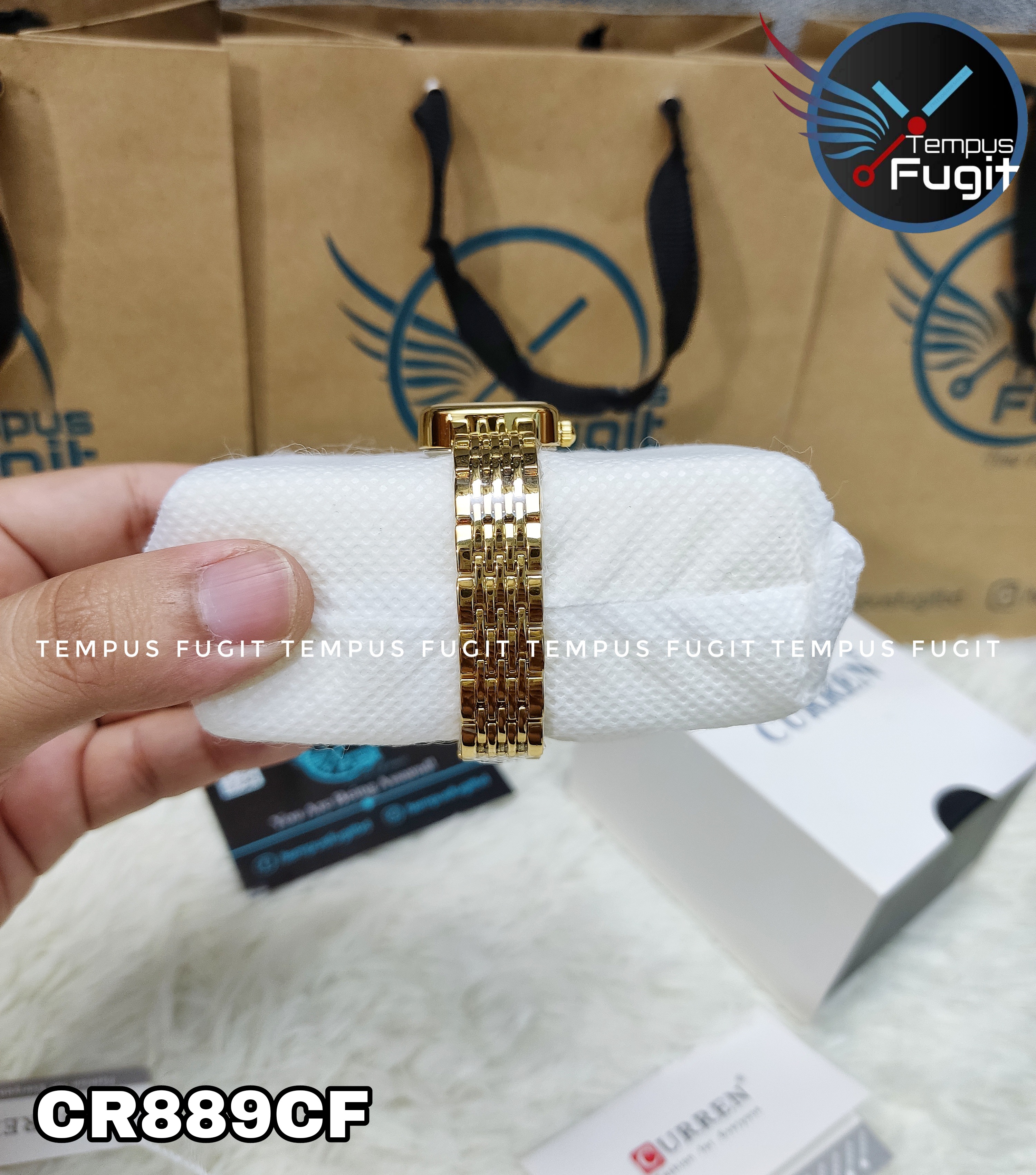 Curren 9093 Ladies Chain Watch- Black Dial- Golden Bezel- Golden Chain- TF Code CR889CF_img_8