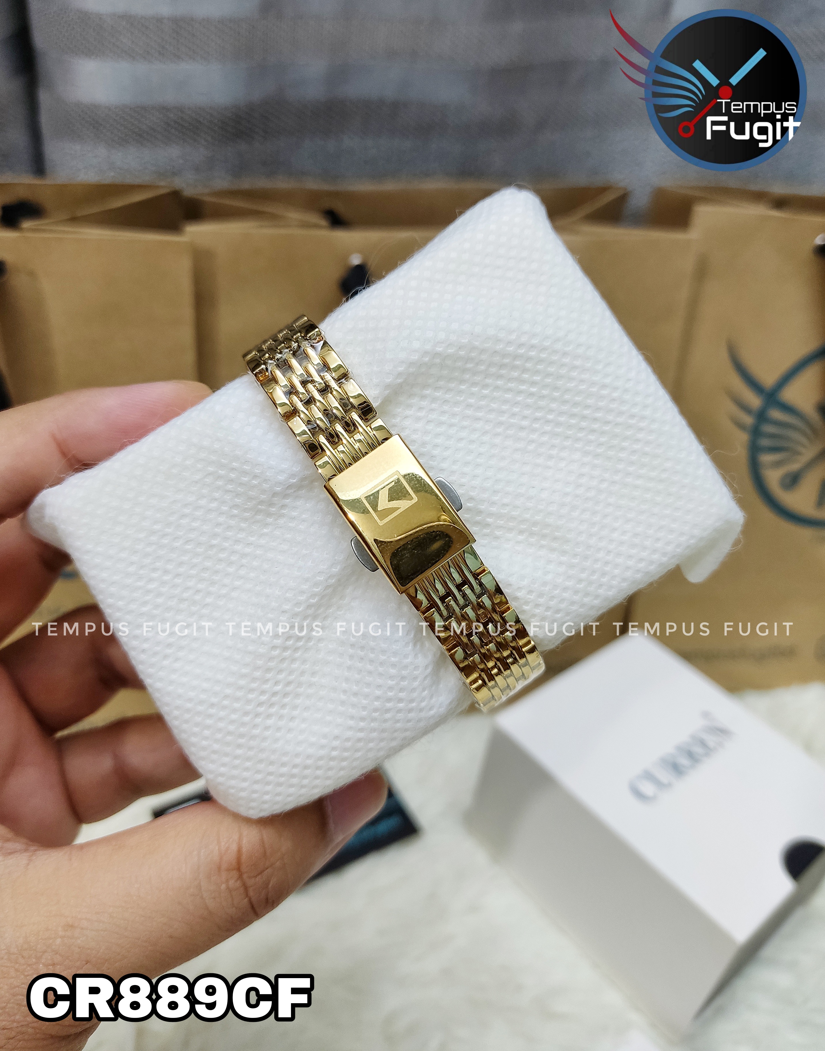 Curren 9093 Ladies Chain Watch- Black Dial- Golden Bezel- Golden Chain- TF Code CR889CF_img_9