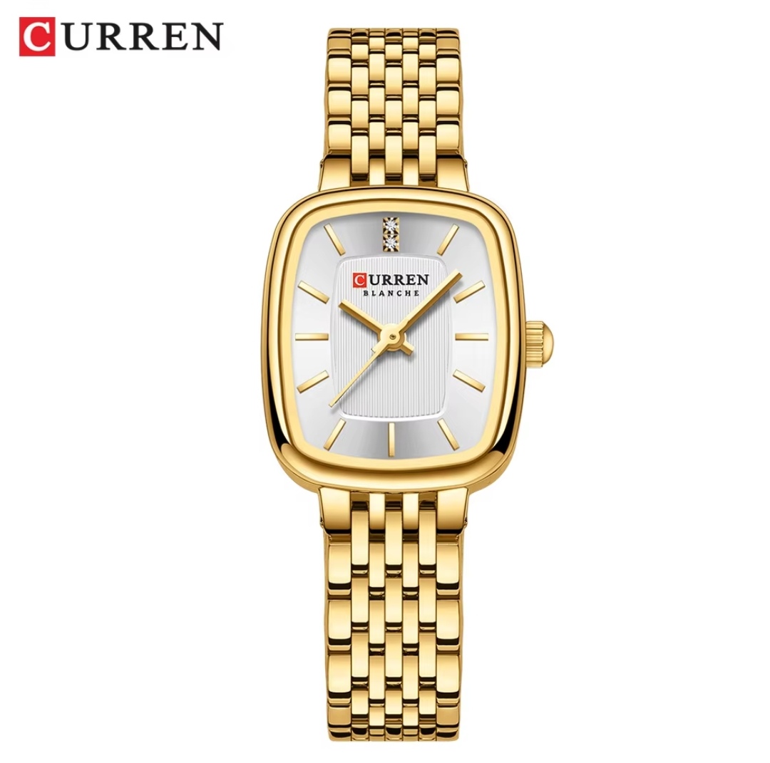 Curren 9093 Ladies Chain Watch- White Dial- Golden Bezel- Golden Chain- TF Code CR890CF_img_0