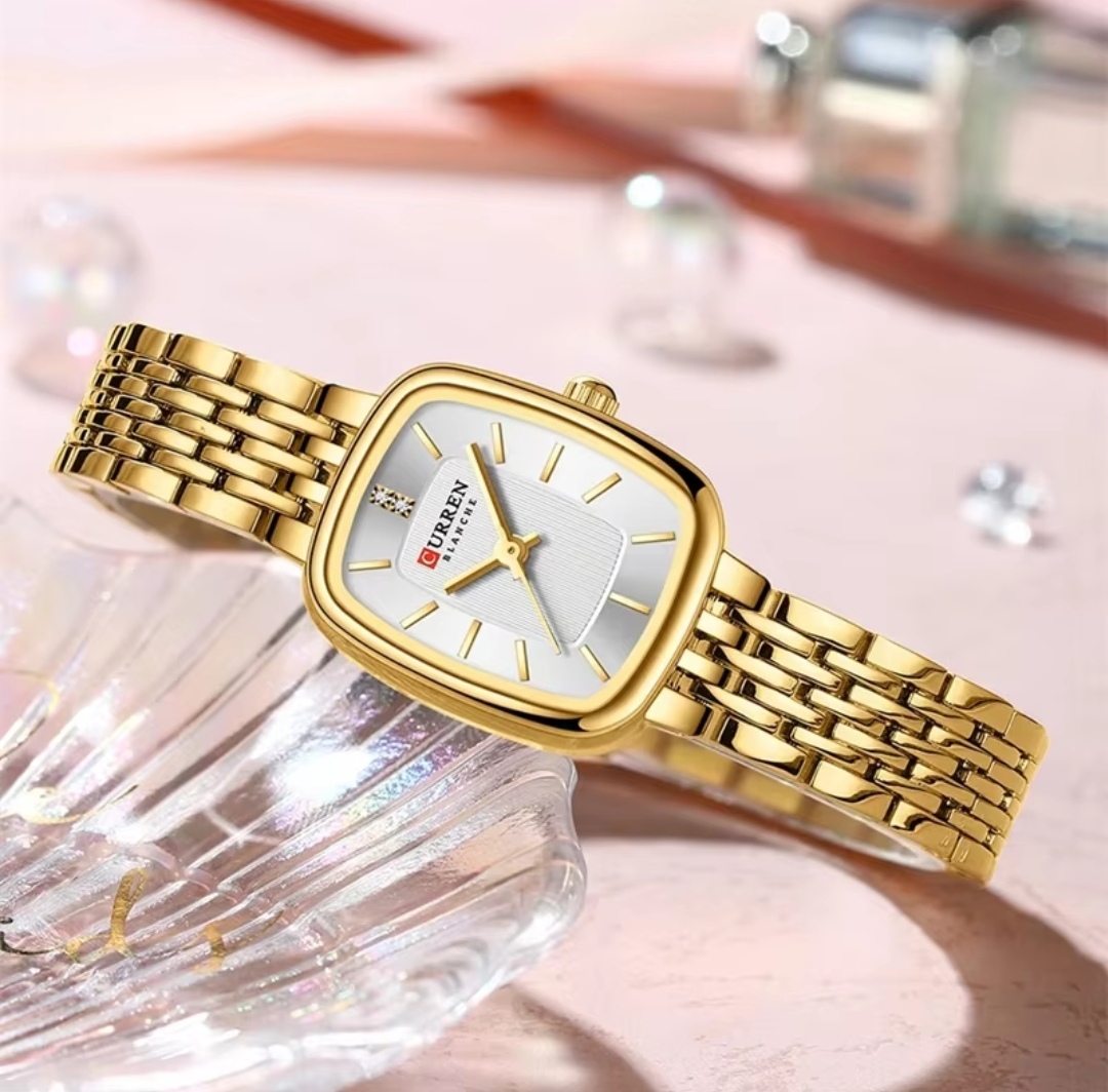 Curren 9093 Ladies Chain Watch- White Dial- Golden Bezel- Golden Chain- TF Code CR890CF_img_2