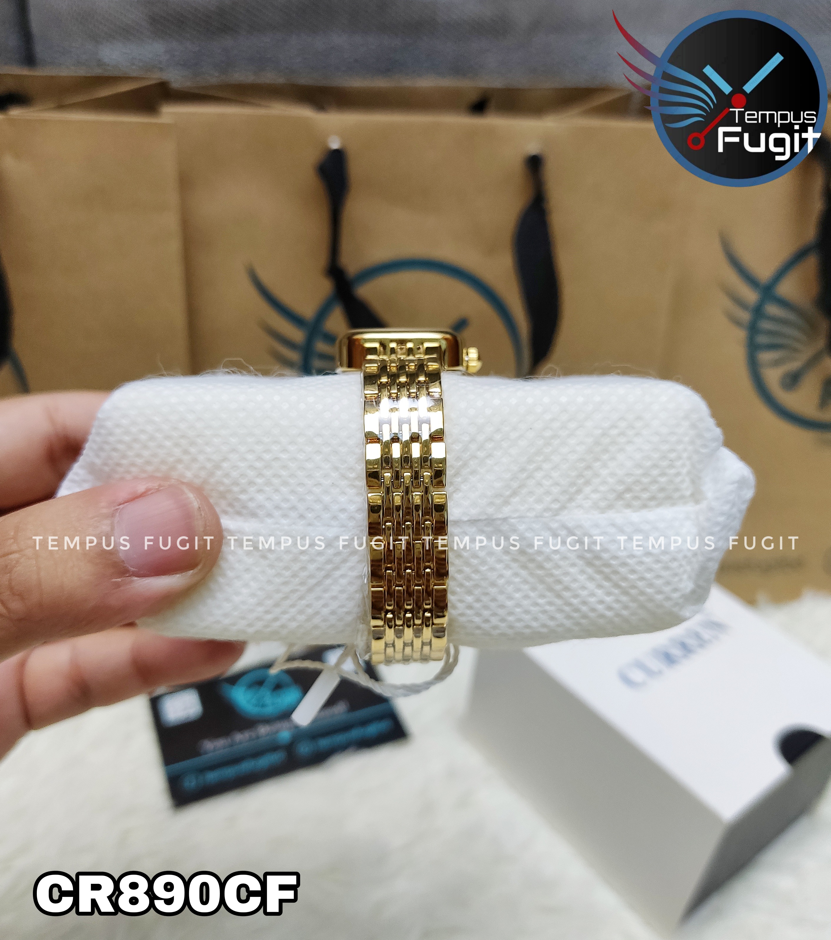 Curren 9093 Ladies Chain Watch- White Dial- Golden Bezel- Golden Chain- TF Code CR890CF_img_8