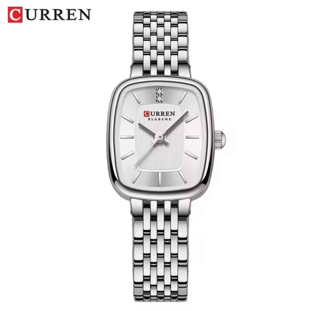 Curren 9093 Ladies Chain Watch- Whitish Silver Dial- Silver Bezel- Silver Chain- TF Code CR892CF_img_0