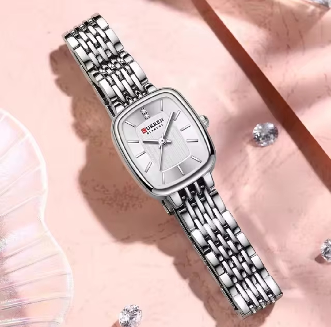 Curren 9093 Ladies Chain Watch- Whitish Silver Dial- Silver Bezel- Silver Chain- TF Code CR892CF_img_1