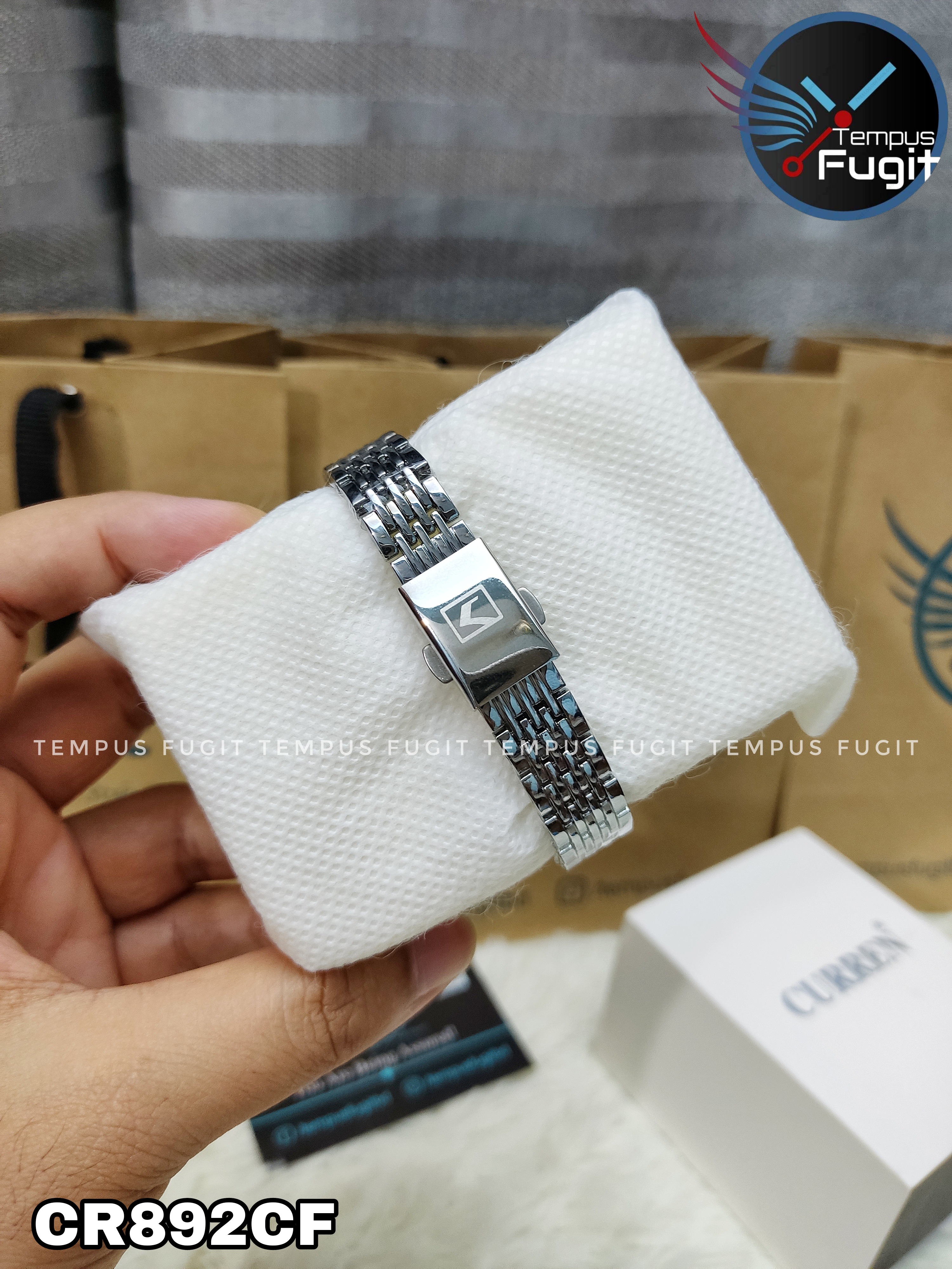 Curren 9093 Ladies Chain Watch- Whitish Silver Dial- Silver Bezel- Silver Chain- TF Code CR892CF_img_7