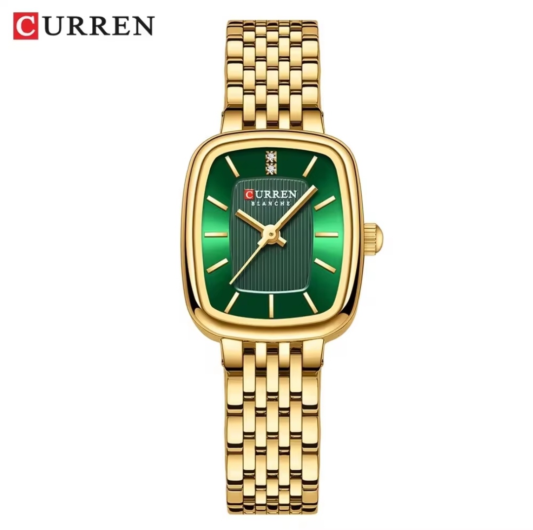 Curren 9093 Ladies Chain Watch- Green Dial- Golden Bezel- Golden Chain- TF Code CR891CF_img_0