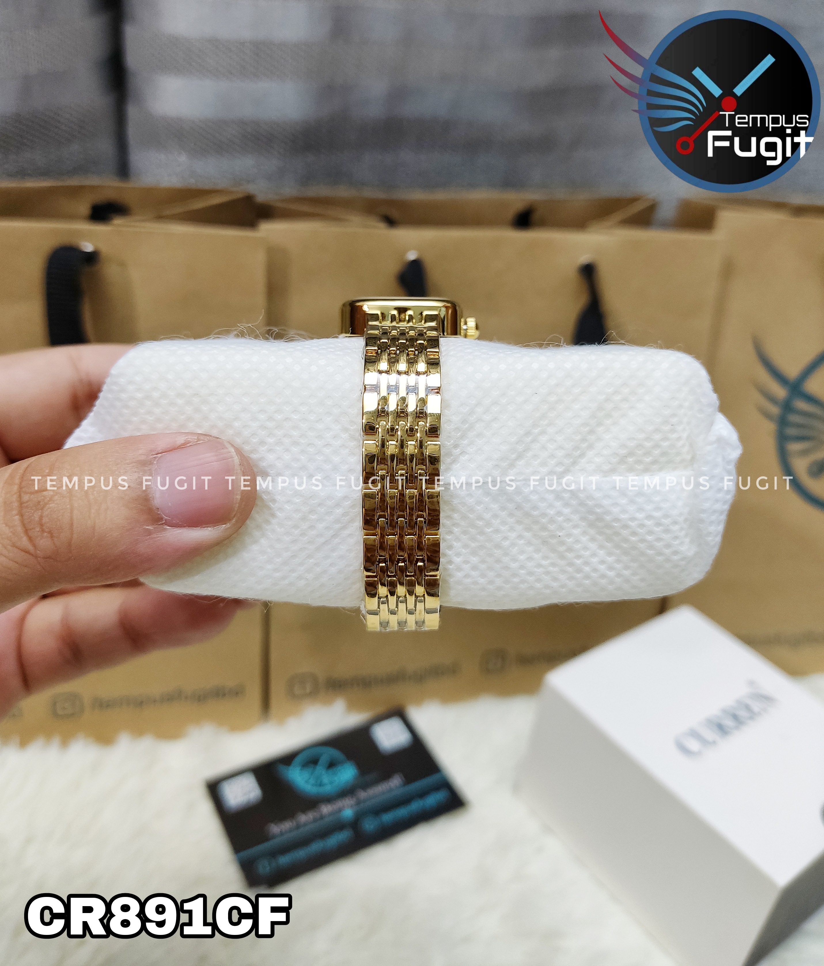 Curren 9093 Ladies Chain Watch- Green Dial- Golden Bezel- Golden Chain- TF Code CR891CF_img_11