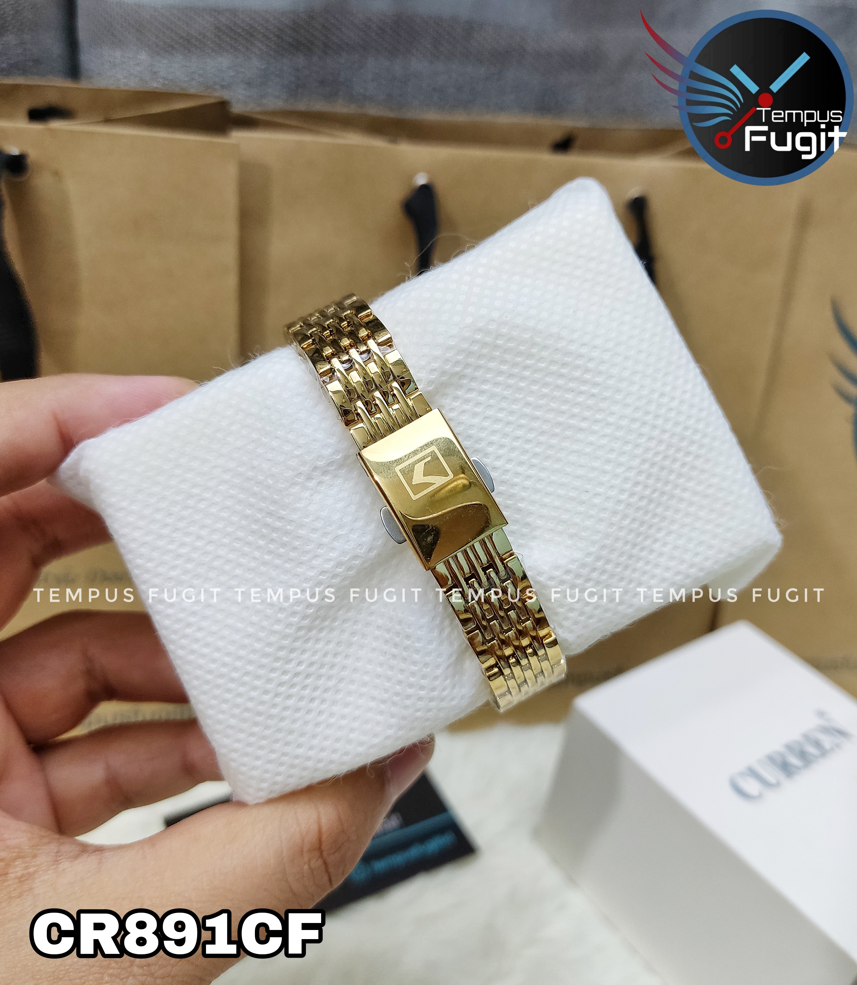 Curren 9093 Ladies Chain Watch- Green Dial- Golden Bezel- Golden Chain- TF Code CR891CF_img_12