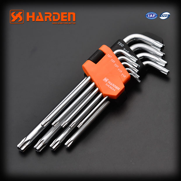 Harden 9Pcs Long Torx Key Wrench Professional L Shaped Long Hexagon Torx Key Wrench 540604