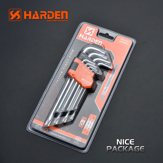Harden 9Pcs Long Torx Key Wrench Professional L Shaped Long Hexagon Torx Key Wrench 540604_img_2