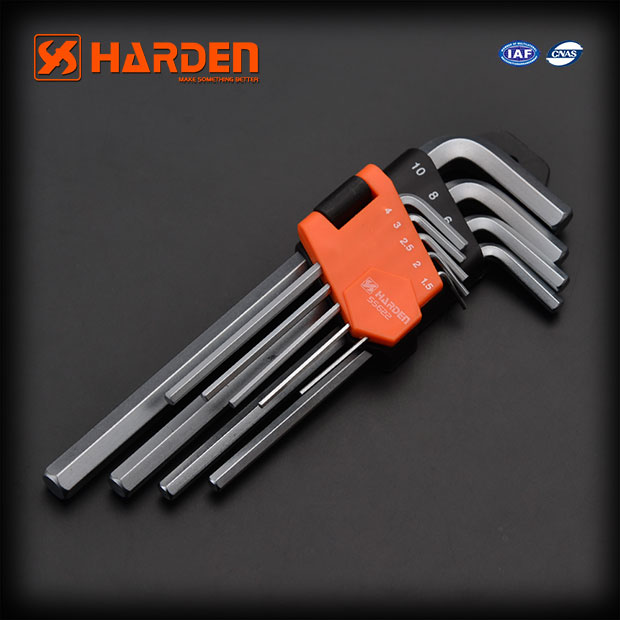 Harden 9Pcs Medium Hex Key Wrench Hexagonal Cr-V Professional Heavy Duty Tools Heat Treat 540605