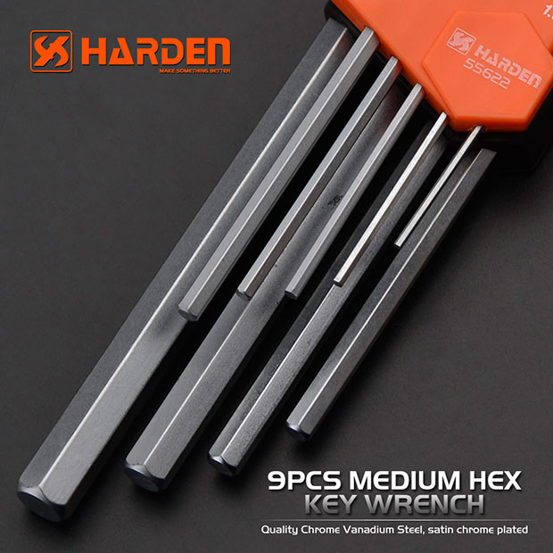 Harden 9Pcs Medium Hex Key Wrench Hexagonal Cr-V Professional Heavy Duty Tools Heat Treat 540605_img_1