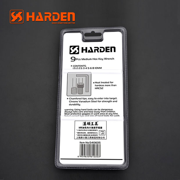 Harden 9Pcs Medium Hex Key Wrench Hexagonal Cr-V Professional Heavy Duty Tools Heat Treat 540605_img_3