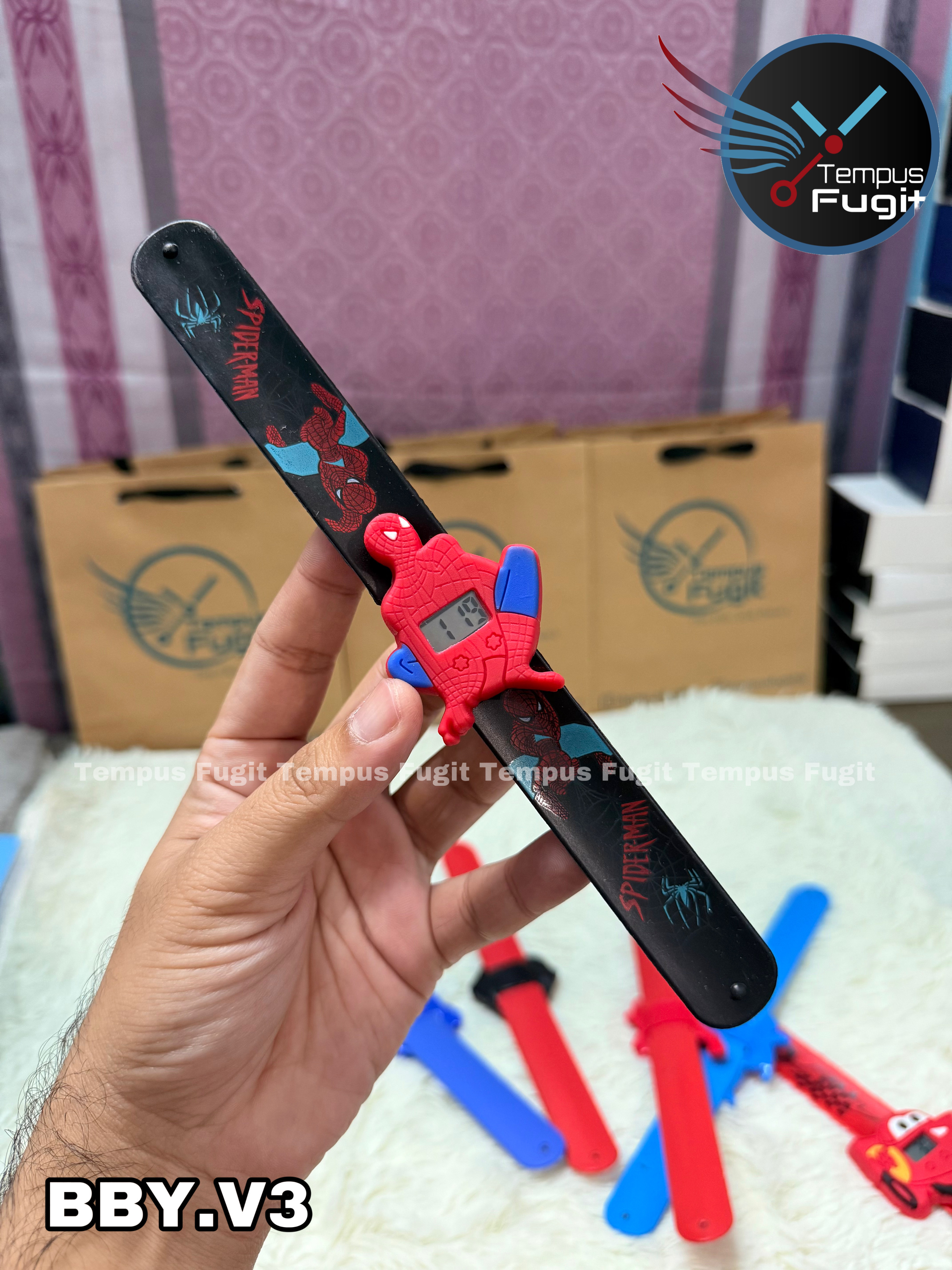 BBY.V3 Baby watch with flexible belt- Spider-Man (Red in Black belt)_img_0