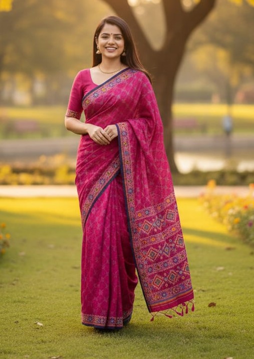 Premium Silk Boutique Screen Print Saree_img_0