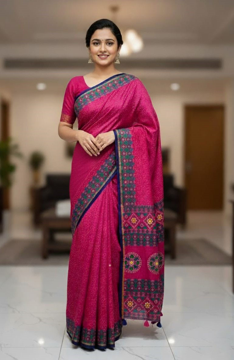 Premium Silk Boutique Screen Print Saree_img_0