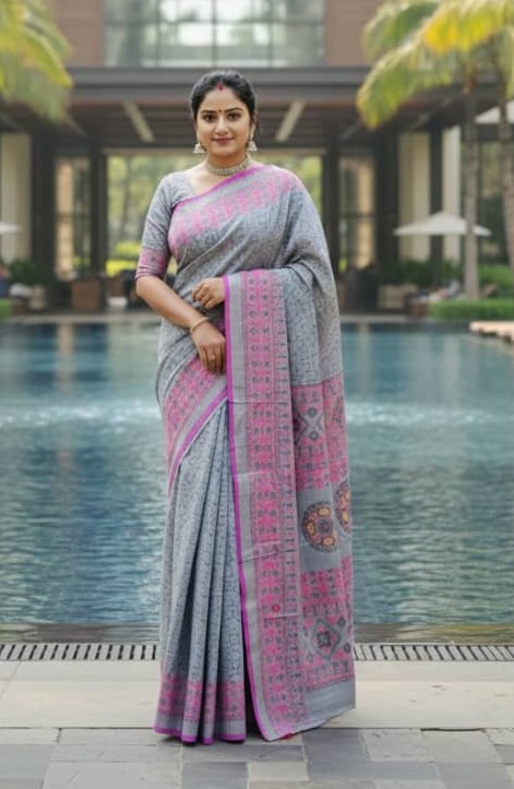 Premium Silk Boutique Screen Print Saree_img_0