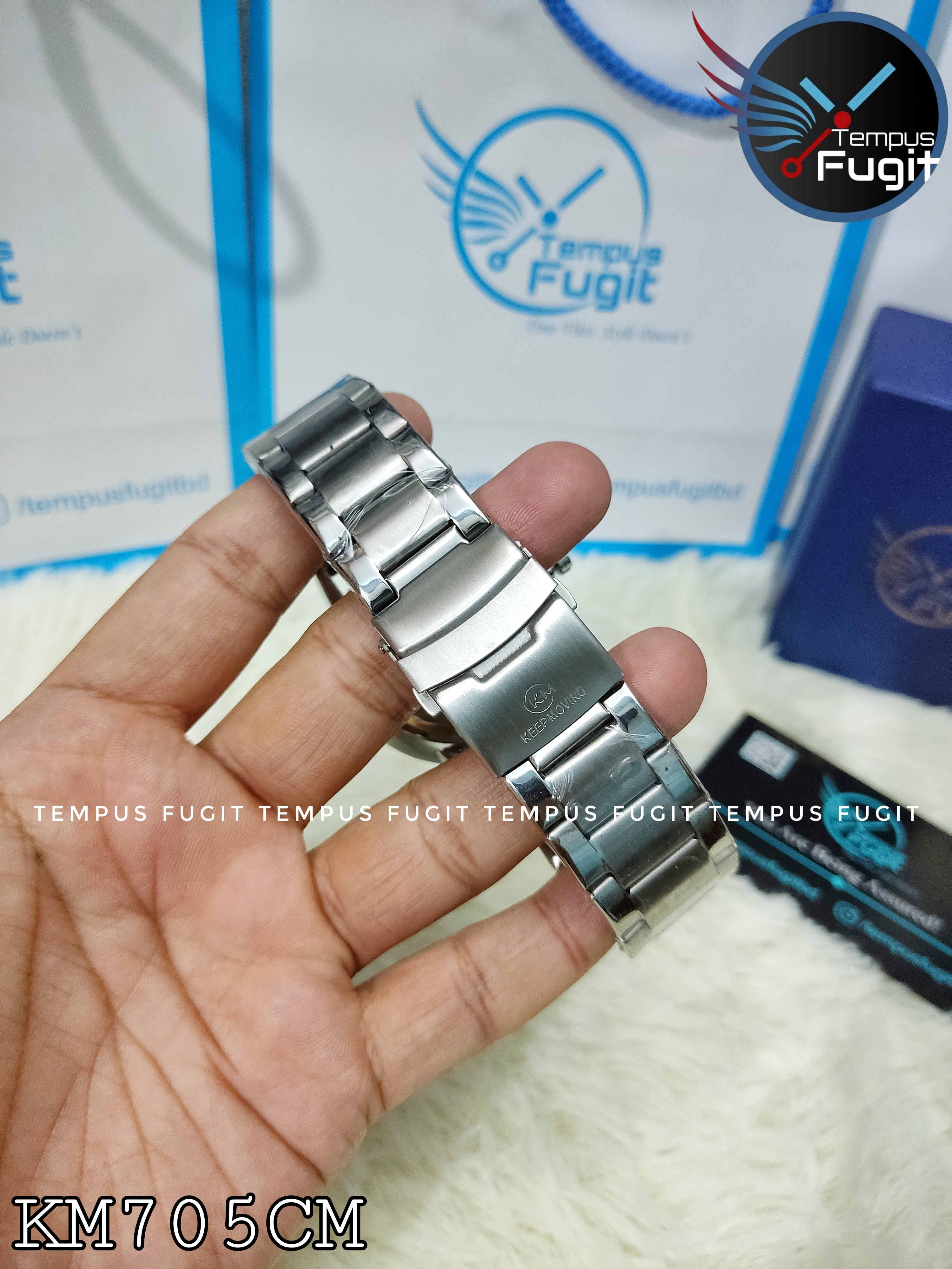 Keep Moving 1613 Gents Chain Watch- Silver Dial with Half Ornamental Machine View- Silver Bezel- Silver Chain- TF Code KM705CM_img_3