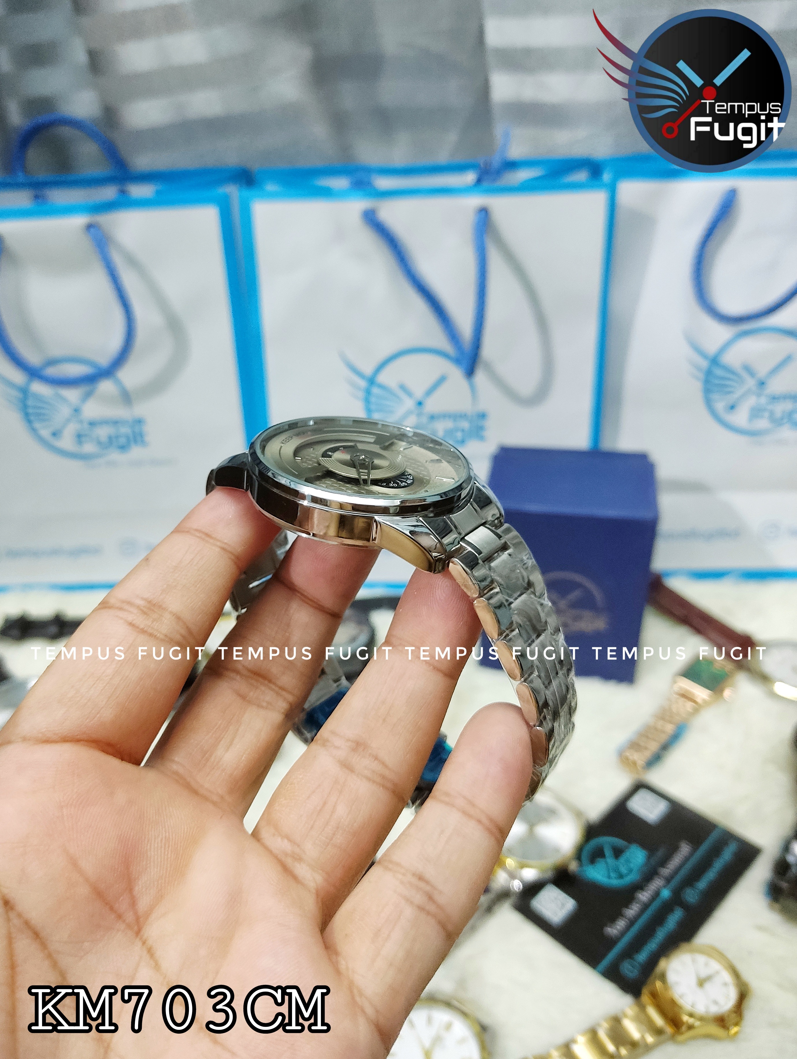 Keep Moving 1833 Gents Chain Watch- Grey Dial with Single Minute Hand- Silver Bezel- Silver Chain- TF Code KM703CM_img_2