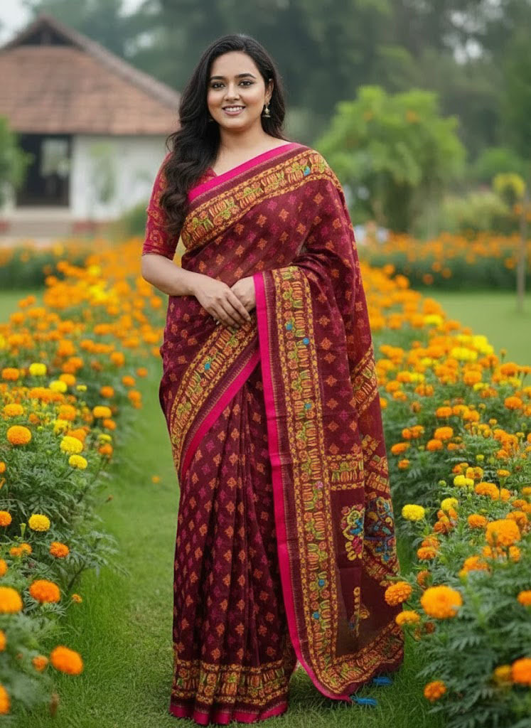 Premium Silk Boutique Screen Print Saree_img_0