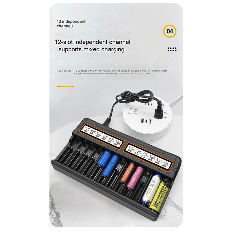 12-Slot Smart Universal Battery Charger with LCD Display – For 18650, AA, AAA NiMH & Li-ion Batteries_img_2