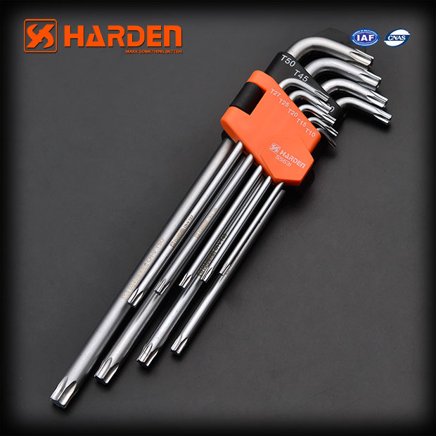 Harden 9 Pcs Extra Long Torx Key Wrench Set (PROFESSIONAL) Chrome Vanadium Long Torx Key 540607