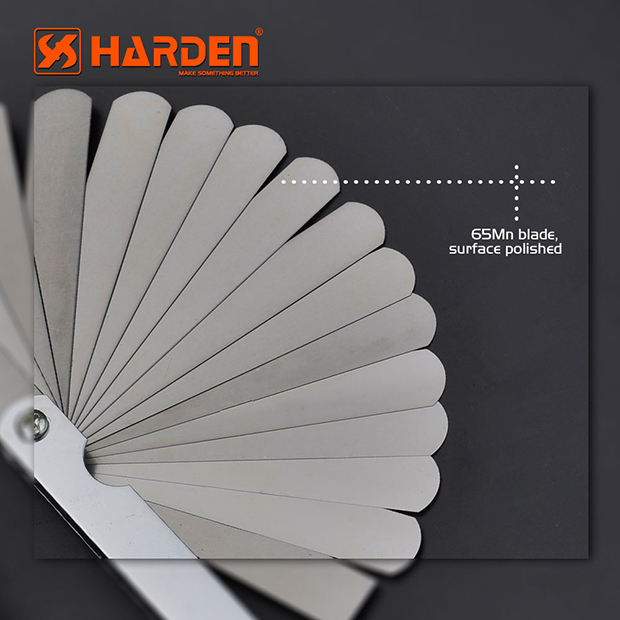 HARDEN Feeler Gauge 15Pcs 65Mn Professional Metal Feeler Gauge Set; 580415_img_1