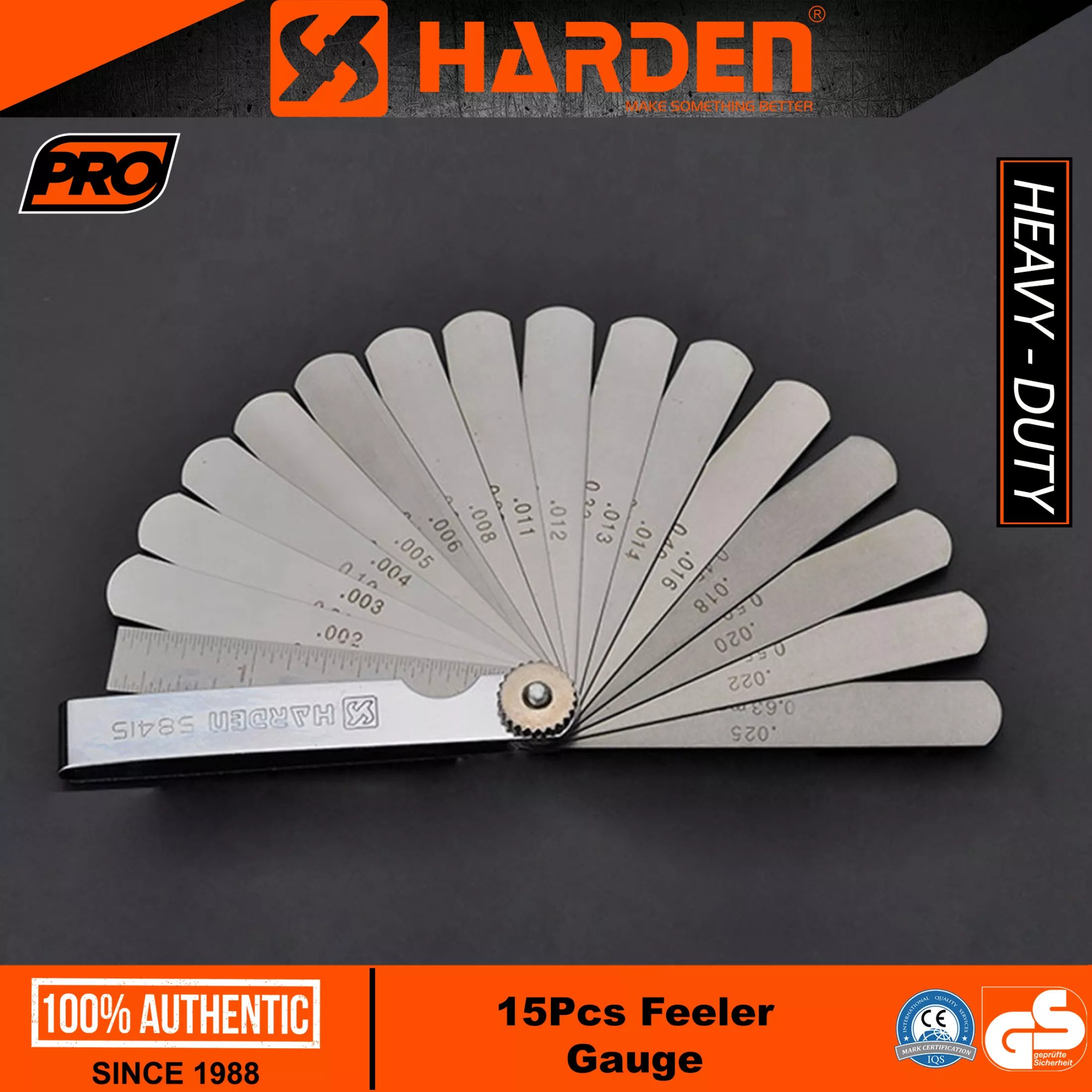 HARDEN Feeler Gauge 15Pcs 65Mn Professional Metal Feeler Gauge Set; 580415_img_6