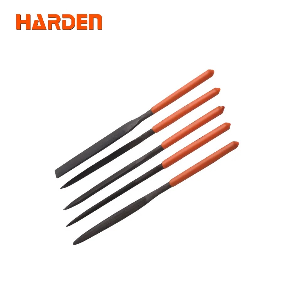 HARDEN 5pcs Needle File Set (5x185mm), Professional 185mm Multipurpose High Hardness Needle Files, T12 Alloy Steel; Model: 610621