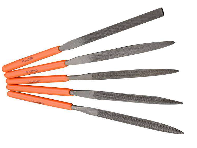 HARDEN 5pcs Needle File Set (5x185mm), Professional 185mm Multipurpose High Hardness Needle Files, T12 Alloy Steel; Model: 610621_img_1