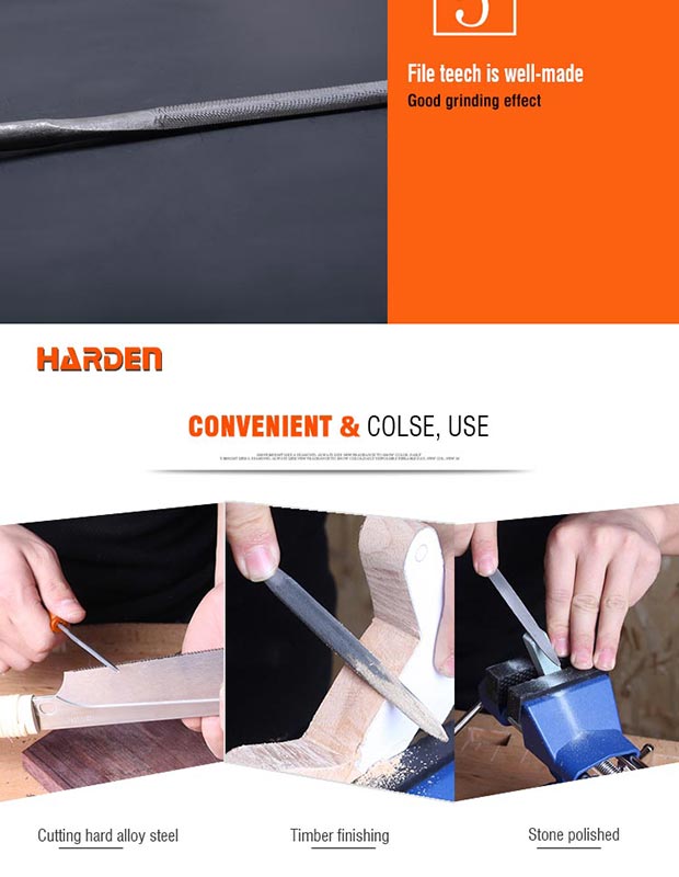 HARDEN 5pcs Needle File Set (5x185mm), Professional 185mm Multipurpose High Hardness Needle Files, T12 Alloy Steel; Model: 610621_img_6