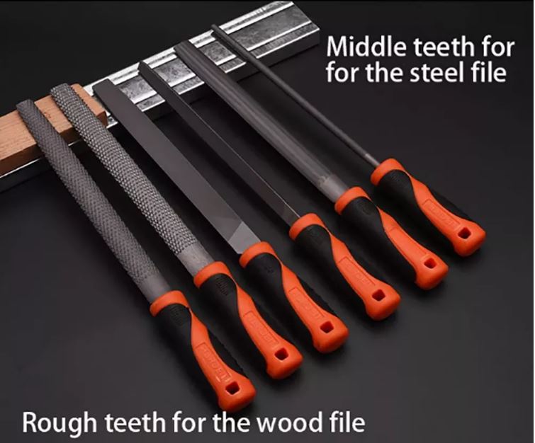 HARDEN 5Pcs file set 8" (200mm) with Rubber Grip ( Triangular, Square, Round, Half Round and Flat ) Files; 610631_img_4