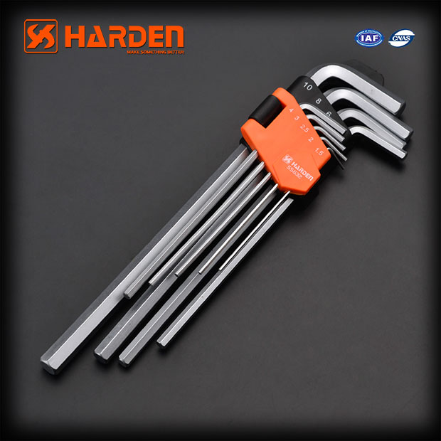 Harden 9Pcs Extra Long Hex Key Wrench Set Allen key (PROFESSIONAL) 540608
