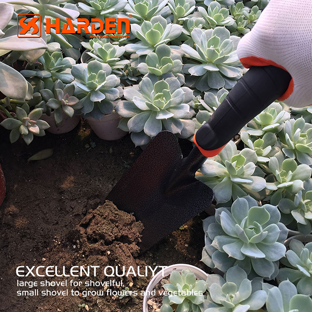 HARDEN Professional Garden Shovel ( 330 x 65mm (Mini) | 350 x 85mm ), Carbon Steel, Black Powder Coating, Ergonomic TPR Handle, Anti-Earth Corrosion, Excellent Workmanship, Durable Comfort TPR Grip; 632601 | 632602_img_2