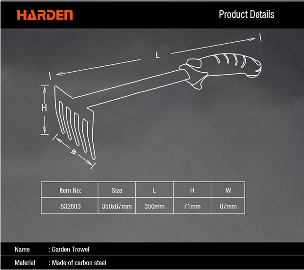 HARDEN Garden Trowel with 5 Teeth (Rake) 350x87mm; 632603_img_5