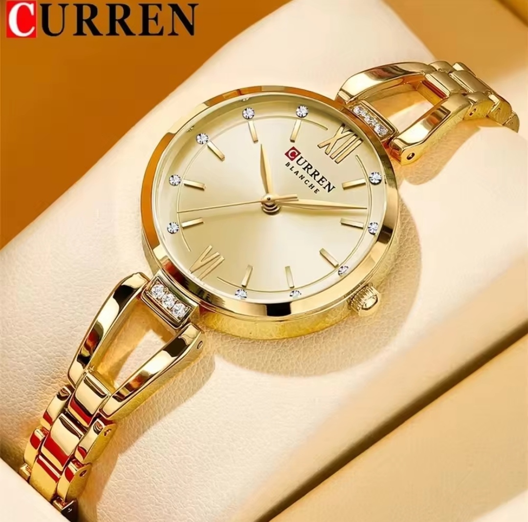 Curren 9092 Ladies Chain Watch- Golden Dial- Golden Bezel- Golden Chain- TF Code CR893CF_img_1