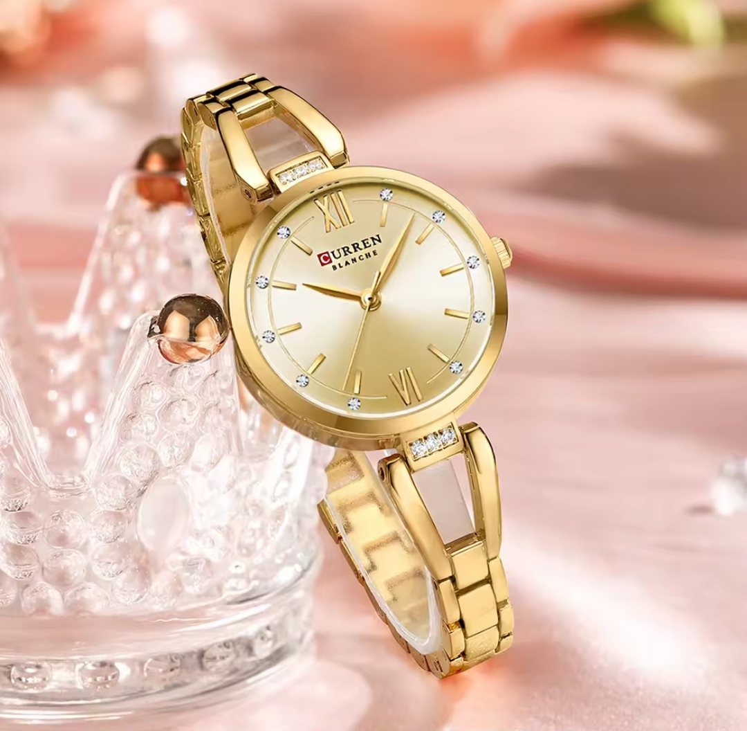 Curren 9092 Ladies Chain Watch- Golden Dial- Golden Bezel- Golden Chain- TF Code CR893CF_img_3