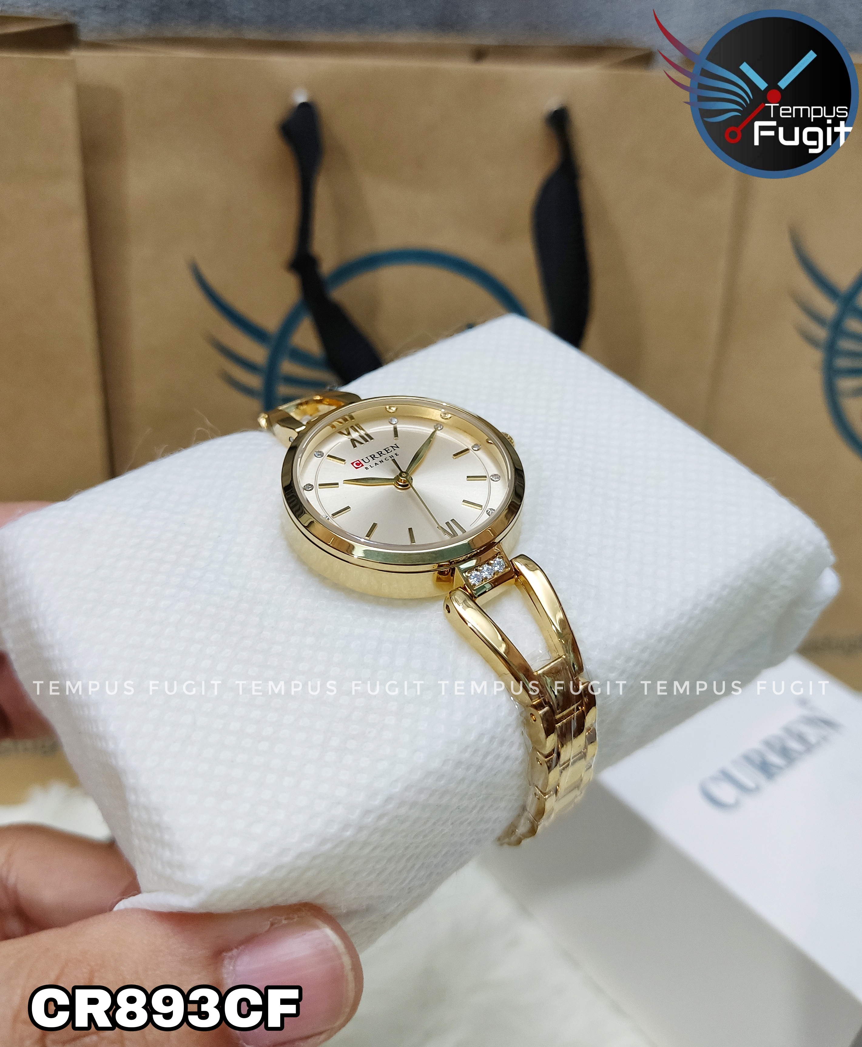 Curren 9092 Ladies Chain Watch- Golden Dial- Golden Bezel- Golden Chain- TF Code CR893CF_img_9