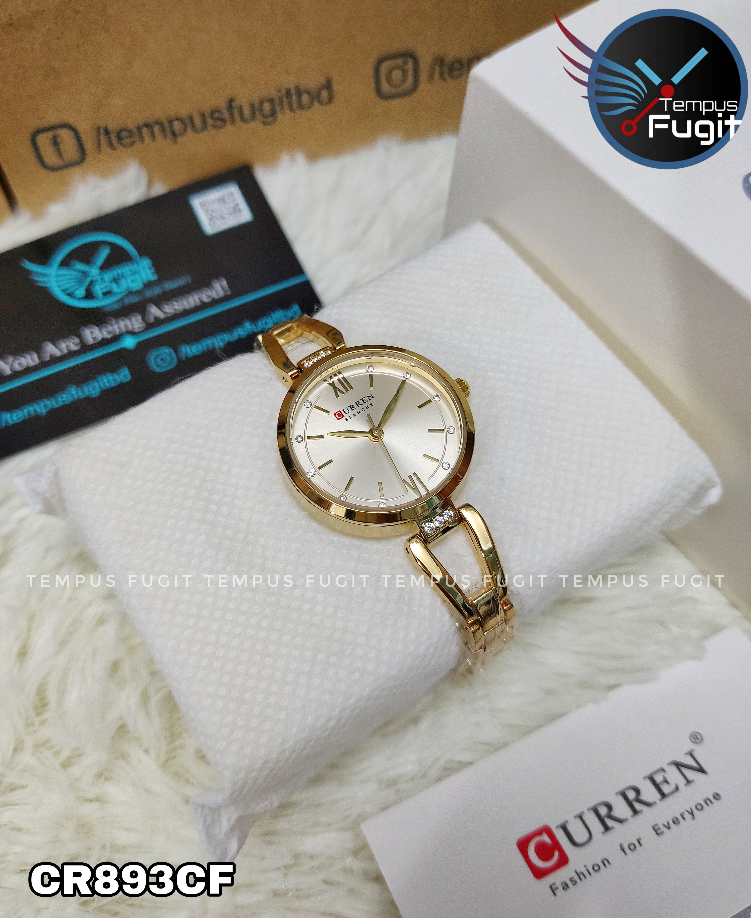 Curren 9092 Ladies Chain Watch- Golden Dial- Golden Bezel- Golden Chain- TF Code CR893CF_img_10