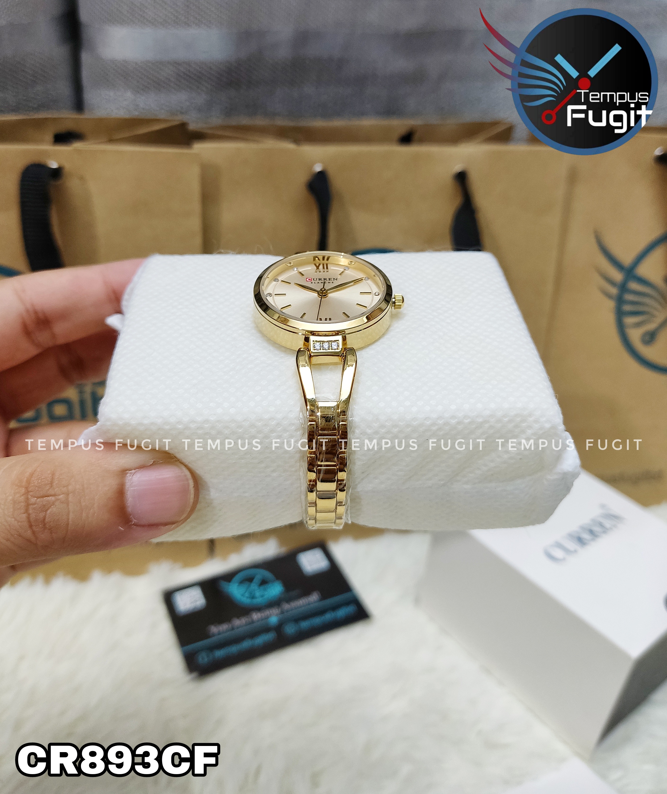 Curren 9092 Ladies Chain Watch- Golden Dial- Golden Bezel- Golden Chain- TF Code CR893CF_img_11