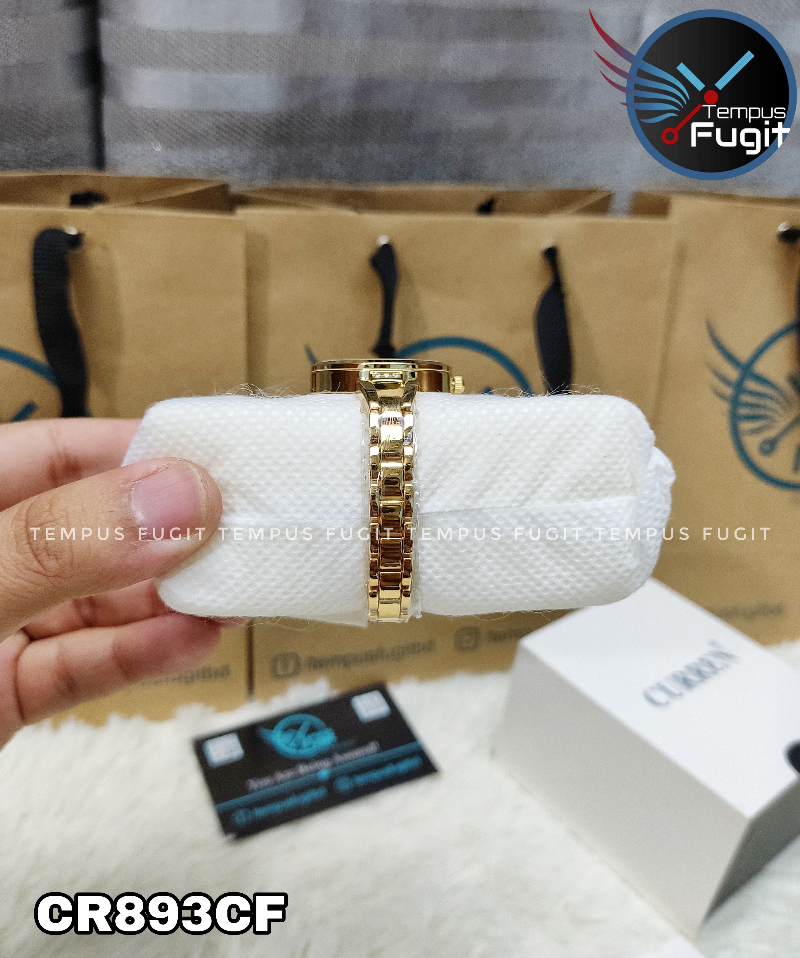 Curren 9092 Ladies Chain Watch- Golden Dial- Golden Bezel- Golden Chain- TF Code CR893CF_img_12