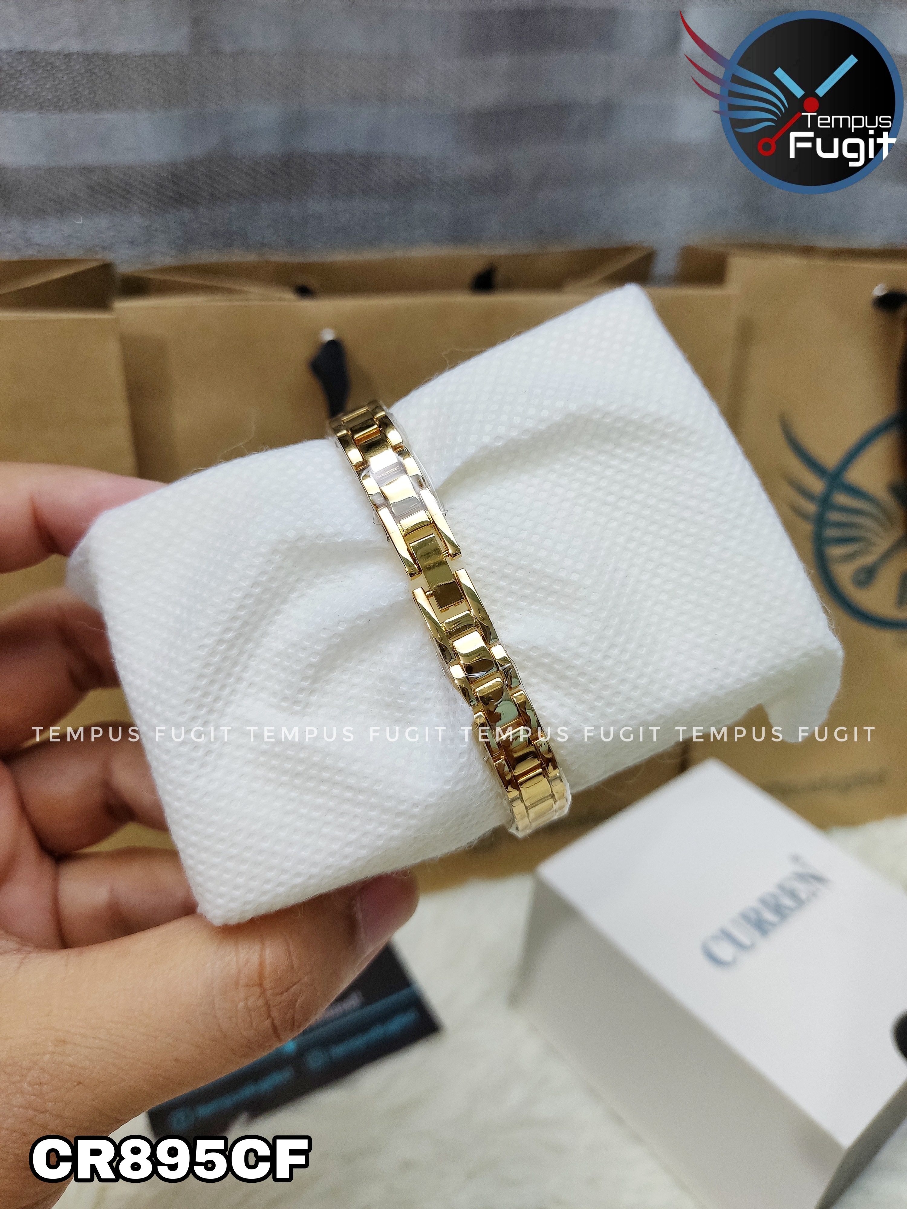 Curren 9092 Ladies Chain Watch- Green Dial- Golden Bezel- Golden Chain- TF Code CR895CF_img_9