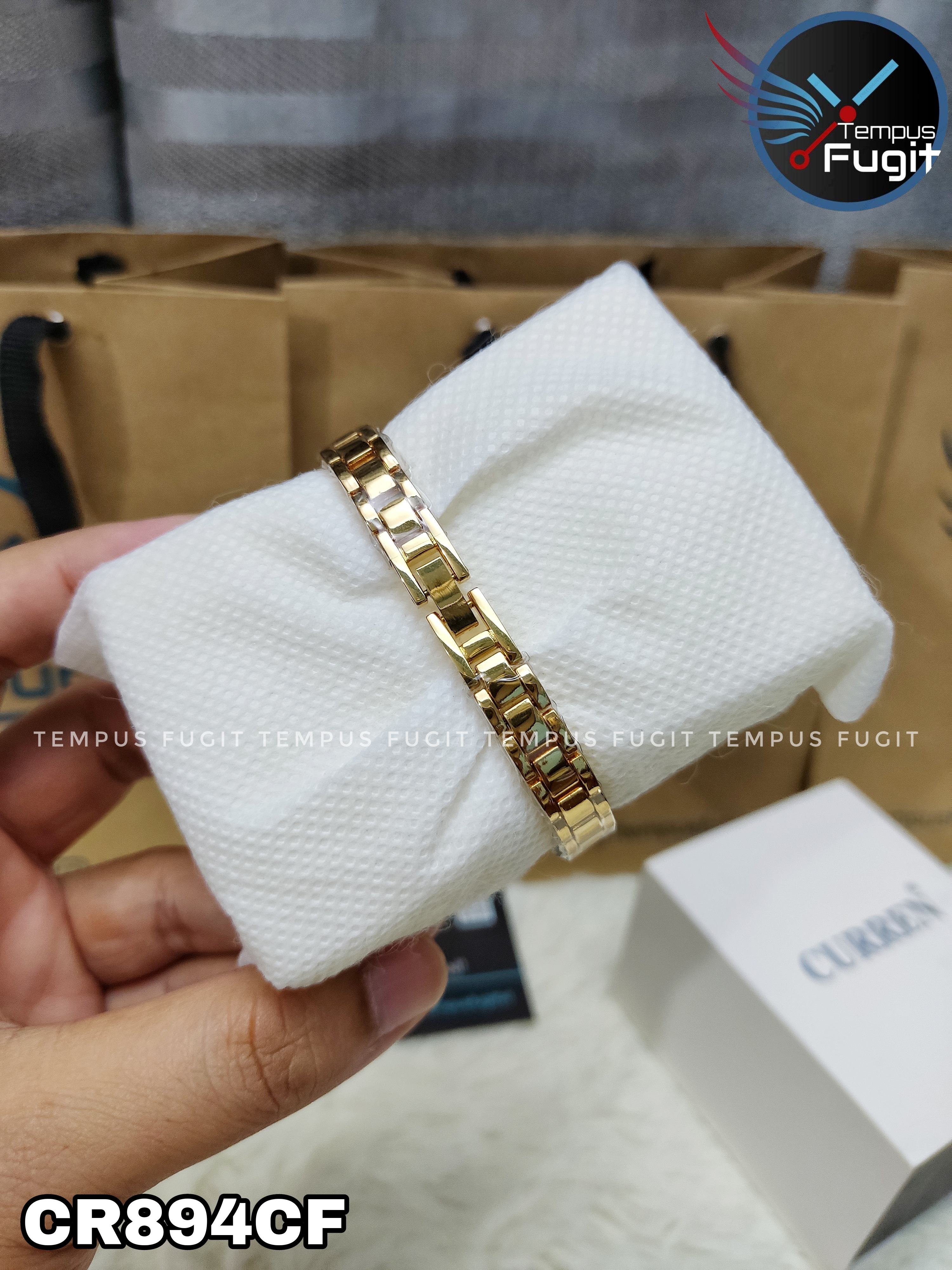 Curren 9092 Ladies Chain Watch- Silver Dial- Golden Bezel- Golden Chain- TF Code CR894CF_img_8