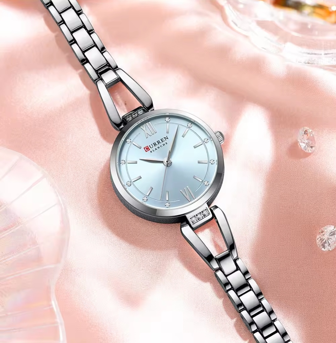 Curren 9092 Ladies Chain Watch- Light Blue Dial- Silver Bezel- Silver Chain- TF Code CR896CF_img_1