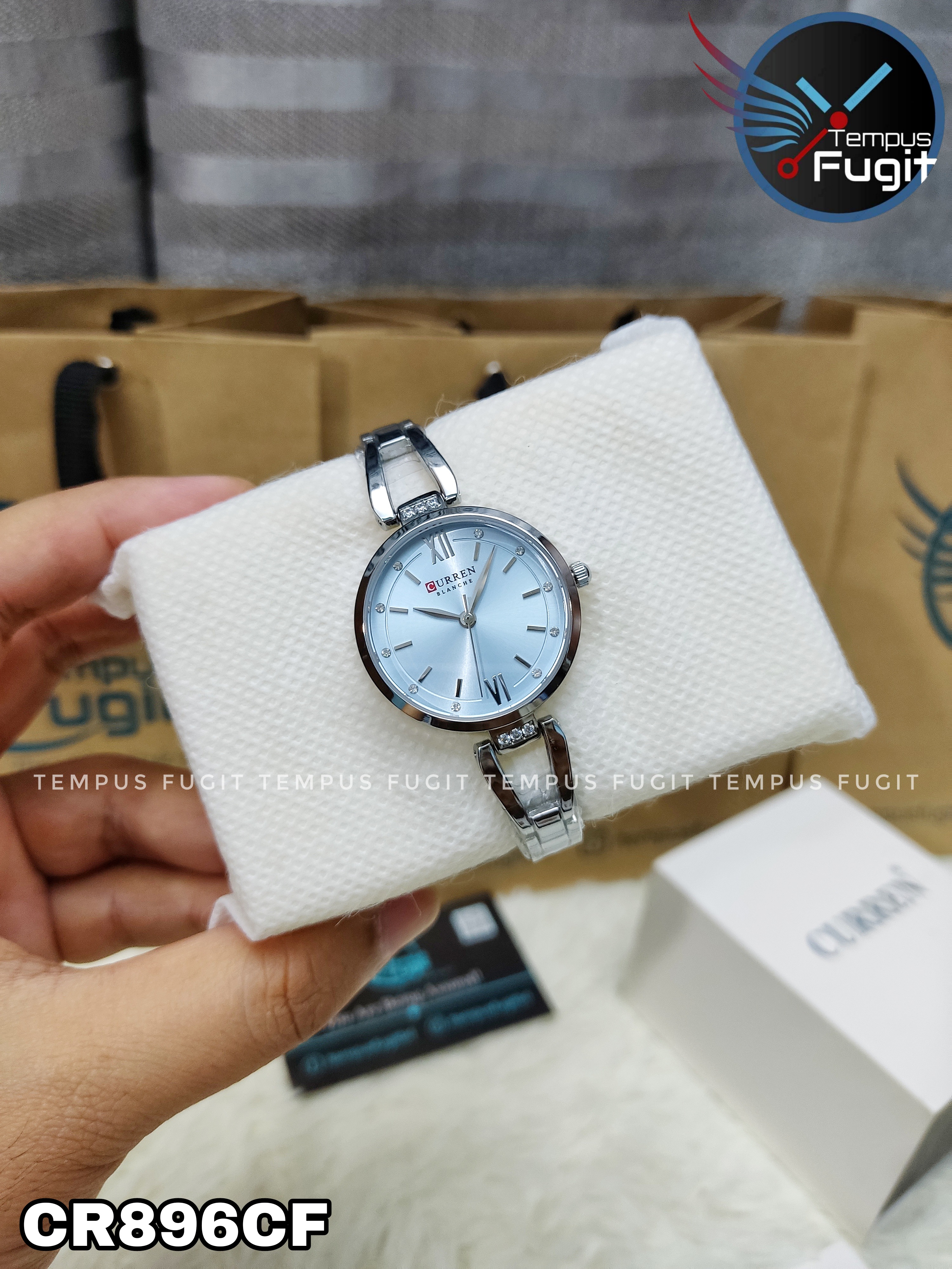 Curren 9092 Ladies Chain Watch- Light Blue Dial- Silver Bezel- Silver Chain- TF Code CR896CF_img_3