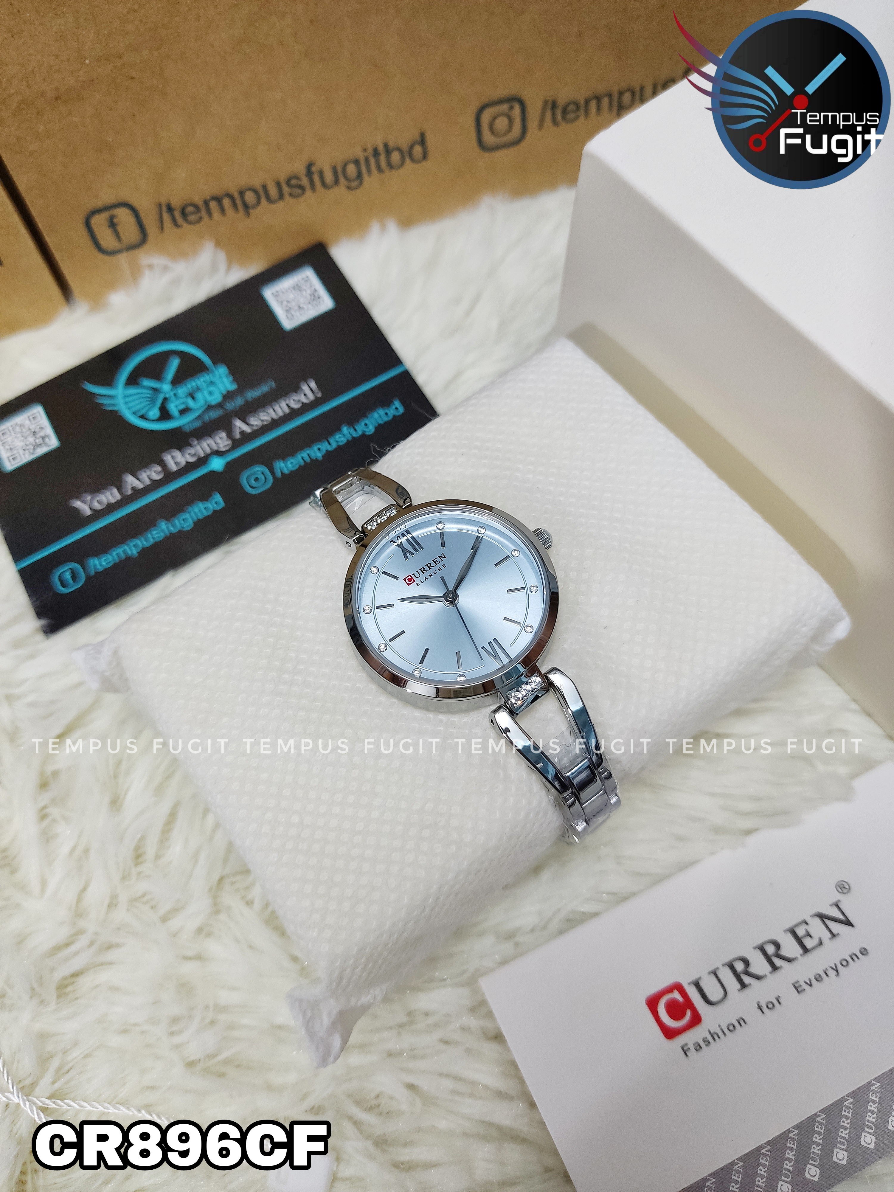 Curren 9092 Ladies Chain Watch- Light Blue Dial- Silver Bezel- Silver Chain- TF Code CR896CF_img_4